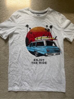 Old Navy White T-Shirt with Gray Trim